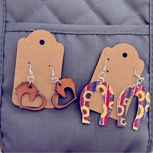 Horses and Horseshoe Earring Set